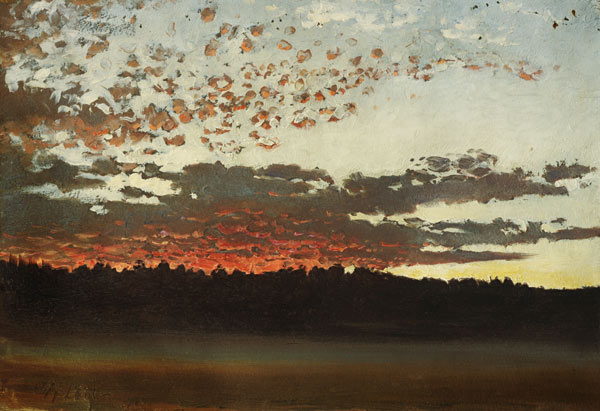 Sundown over a marsh and woodland landscape (Sweden) a Per Daniel Holm