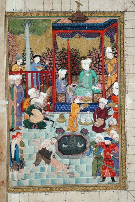 Ms C-822 fol.1v A Princely Reception, illustration from the 'Shahnama' (Book of Kings), by Abu'l-Qas a Persian School