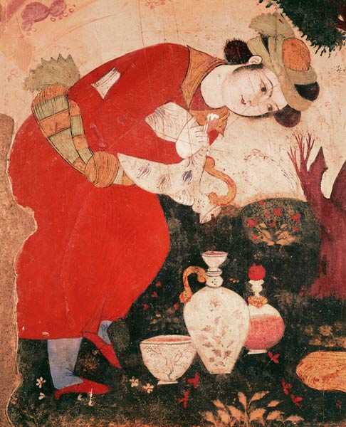 Woman pouring Wine in the Court of Shah Abbas I, 1585-1627 (detail) a Persian School