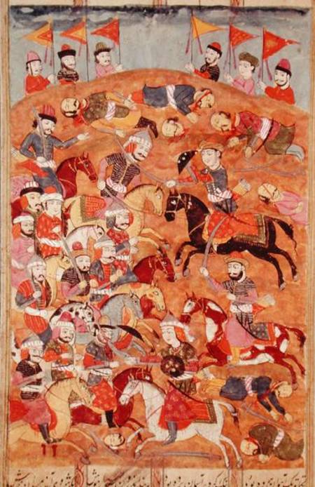 Battle between the Persians and the Turanians, illustration from the 'Shahnama' (Book of Kings), by a Persian School