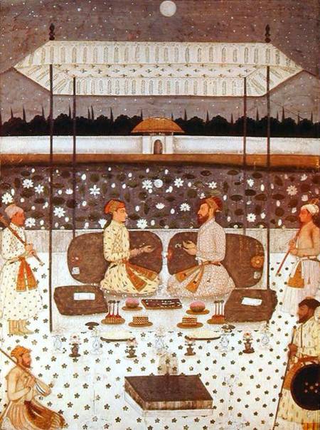 Two Moghul Princes Conversing at Night a Persian School