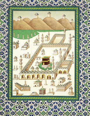 Schematic View of Mecca, showing the Qua'bah, from a book on Persian ceramics (print) a Persian School