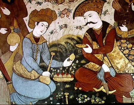 Shah Abbas I (1588-1629) and a Courtier (detail) a Persian School