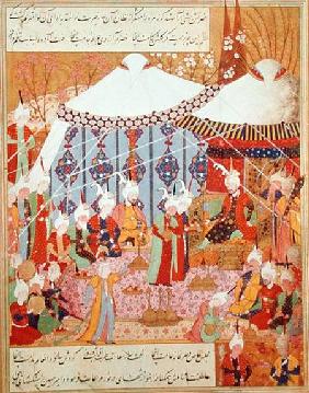 Or.1359 fol. 35 v. Sultan Bayazid Captured by Timur (1370-1405) from the Zafenamah