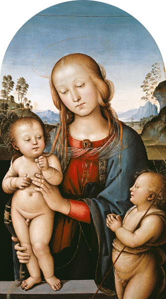 The virgin with the child and the Johannesknaben a Perugino (alias Pietro di Cristoforo Vanucci)