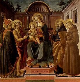 Maria with the child surrounds. of the hll. Zeno, Johannes d.T., Antonius Abbas and Franziskus a Pesellino Francesco di Stefano