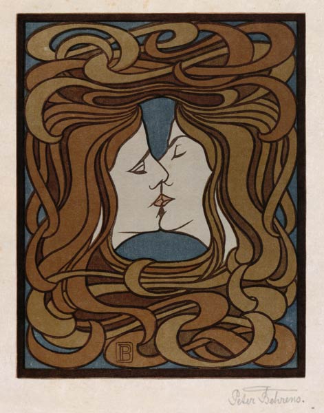 The kiss. Woodcut. a Peter Behrens