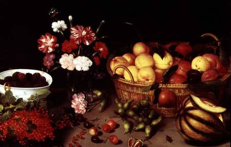 Still Life of Flowers and Fruit a Peter Binoit