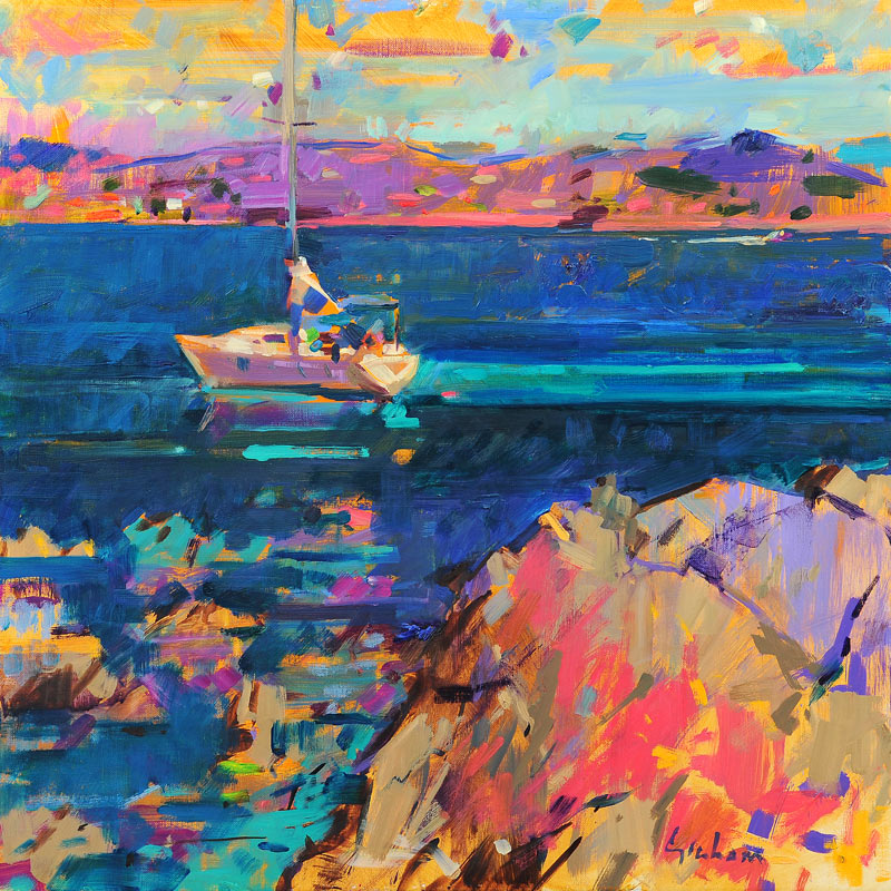 At Anchor, St Tropez Coast a Peter  Graham