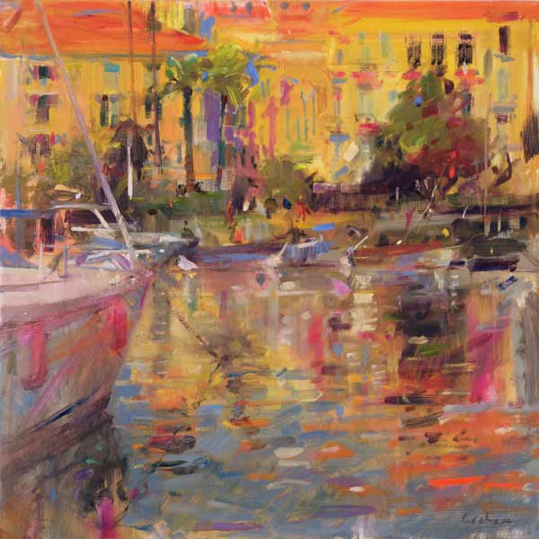 Riviera Moorings (oil on canvas)  a Peter  Graham