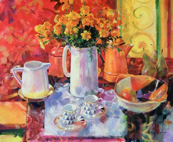 Table Reflections (oil on canvas)  a Peter  Graham