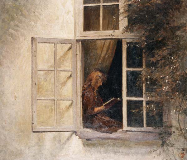 Lesendes Mädchen am Fenster. a Peter Ilstedt