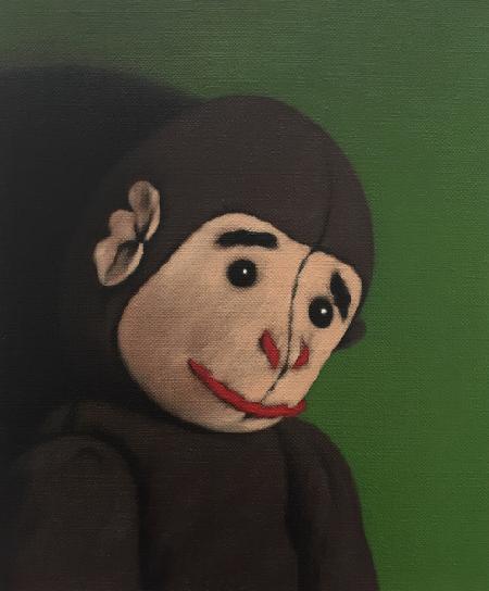 Monkey Portrait on Green