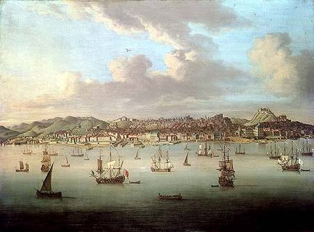 The British Fleet Sailing into Lisbon Harbour a Peter Monamy