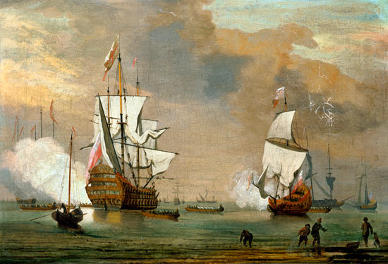 Warships Firing a Salute a Peter Monamy