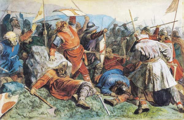 Saint Olav at the Battle of Stiklestad a Peter Nicolai Arbo