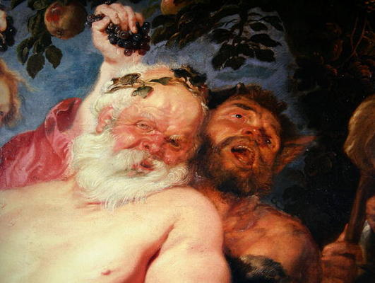 Drunken Silenus Supported by Satyrs, c.1620 (oil on canvas) (detail of 259760) a Peter Paul Rubens
