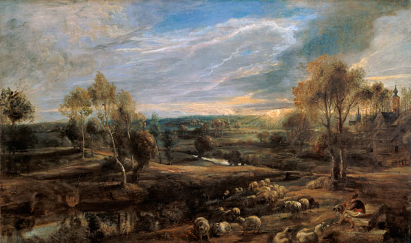 A Landscape with a Shepherd and his Flock a Peter Paul Rubens