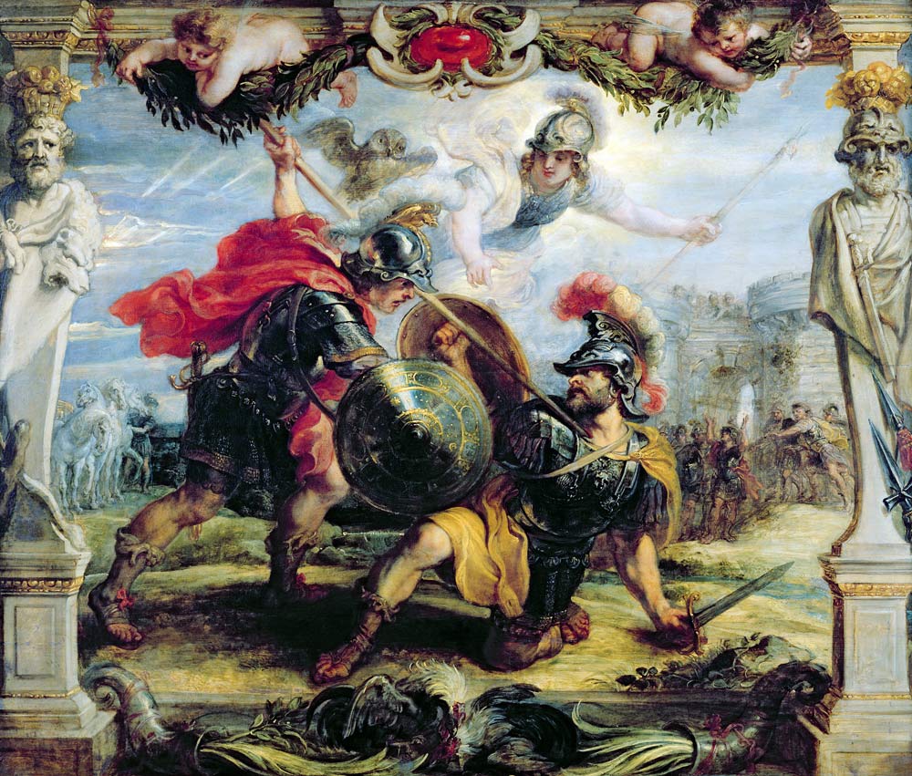 Achilles Defeating Hector, 1630-32 (oil on panel) a Peter Paul Rubens