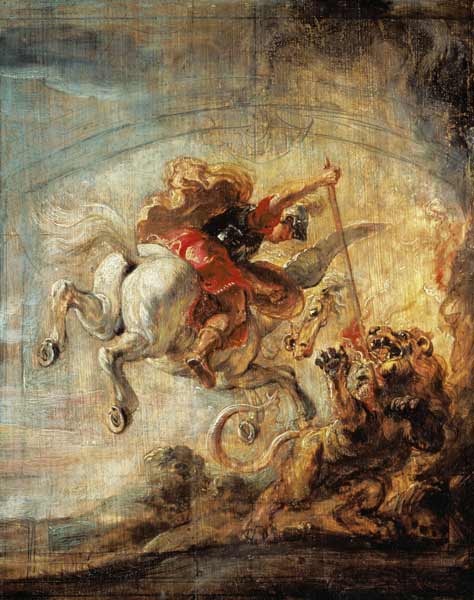 Bellerophon Riding Pegasus Fighting the Chimaera a Peter Paul Rubens