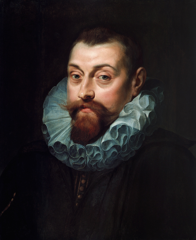 Portrait of a man, bust length, in dark costume with a white ruff, c.1597-99 a Peter Paul Rubens