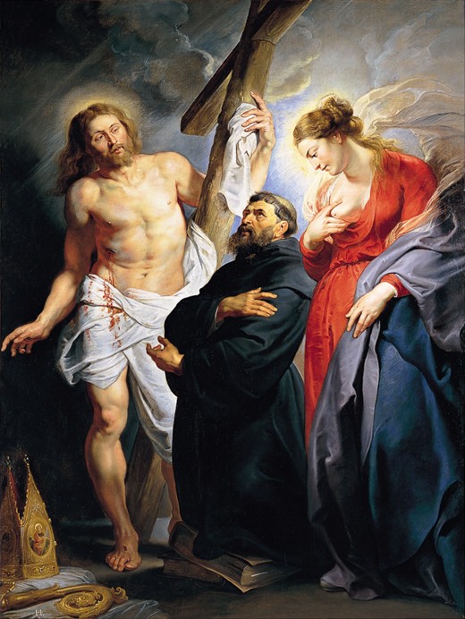 Saint Augustine Between Christ and the Virgin a Peter Paul Rubens