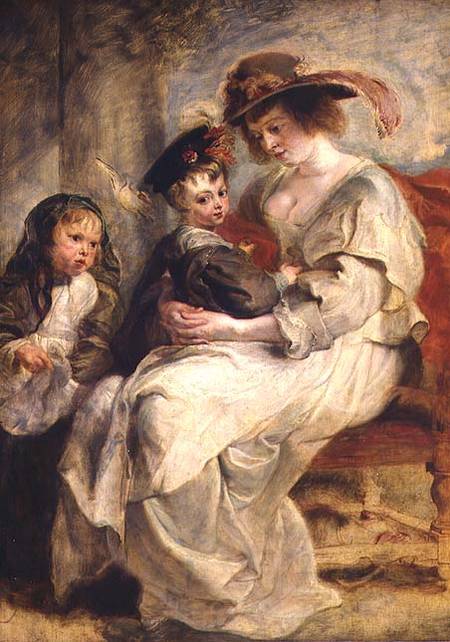 Helene Fourment (1614-73) with Two of her Children, Claire-Jeanne and Francois a Peter Paul Rubens