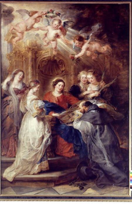 St. Ildefonso Altarpiece, central panel depicting the Virgin Mary Presenting a Liturgical Robe to St a Peter Paul Rubens