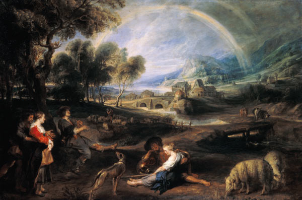 Landscape with a Rainbow a Peter Paul Rubens