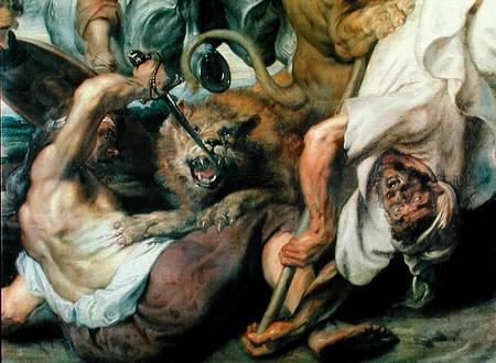 Lion Hunt, detail of two men and a lion a Peter Paul Rubens