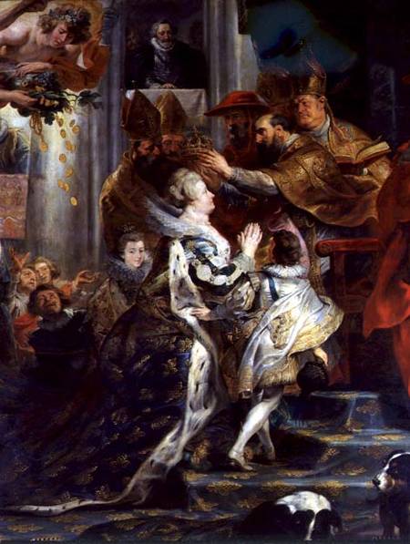 The Medici Cycle: The Coronation of Marie de Medici (1573-1642) at St. Denis, 13th May 1610, detail a Peter Paul Rubens