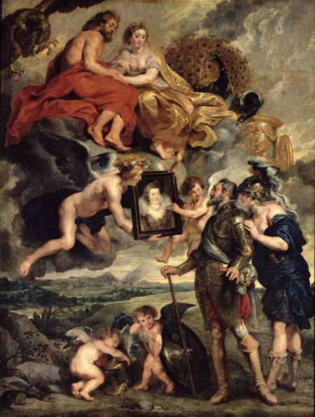 The Medici Cycle: Henri IV (1553-1610) Receiving the Portrait of Marie de Medici (1573-1642) a Peter Paul Rubens
