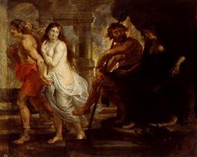 Orpheus leads Eurydike out of the Hades. a Peter Paul Rubens