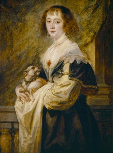 Portrait of a lady with a little dog. a Peter Paul Rubens