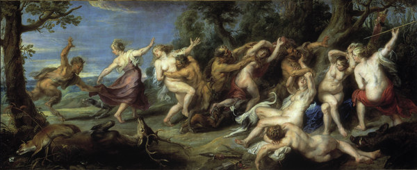 Rubens / Nymphs of Diana & Satyrs a Peter Paul Rubens
