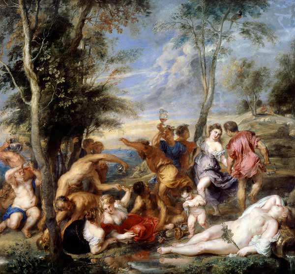 The Andrians, a free copy after Titian a Peter Paul Rubens