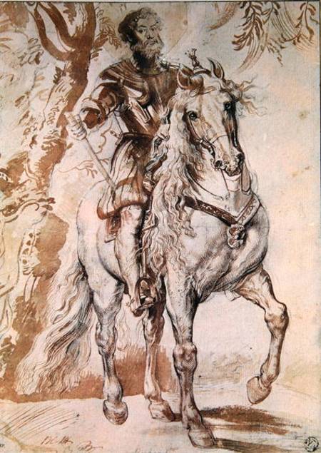 Study for an equestrian portrait of the Duke of Lerma (1553-1625) 1603 (pen & ink on paper) a Peter Paul Rubens