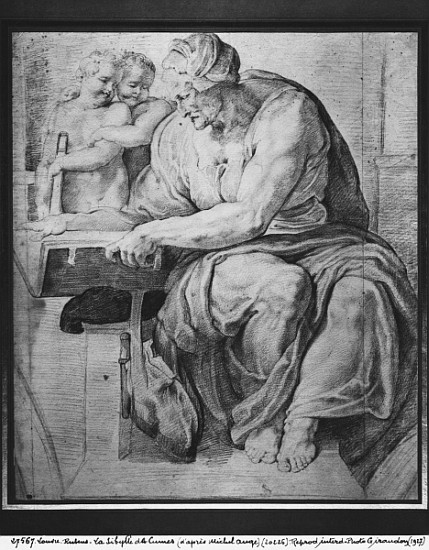 The Cumaean Sibyl, after Michangelo Buonarroti (1475-1564) (pierre noire & red chalk on paper) a Peter Paul Rubens