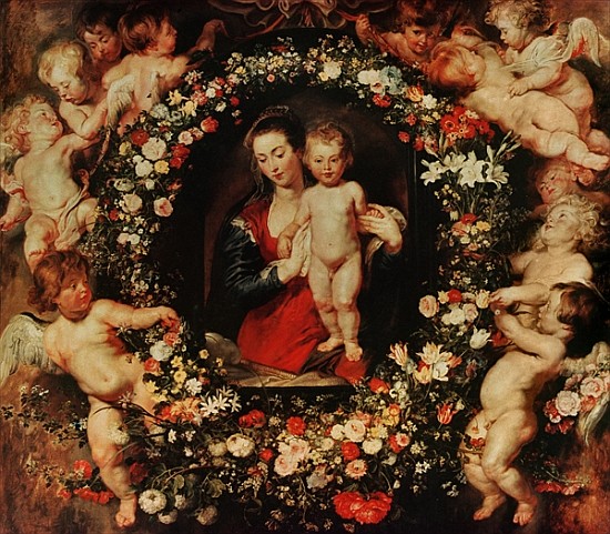 Virgin with a Garland of Flowers, c.1618-20 a Peter Paul Rubens