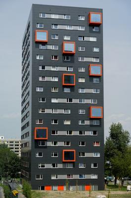 Fassade Hochhaus Anthrazit Orange a Peter Seifarth