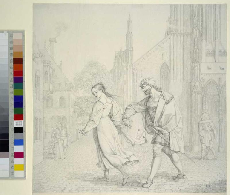 Szene am Ausgang der Kirche (Illustration zu Goethes Faust) a Peter von Cornelius