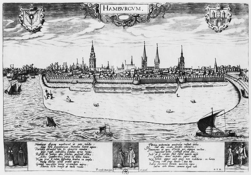 View of Hamburg a Peter van der Doort