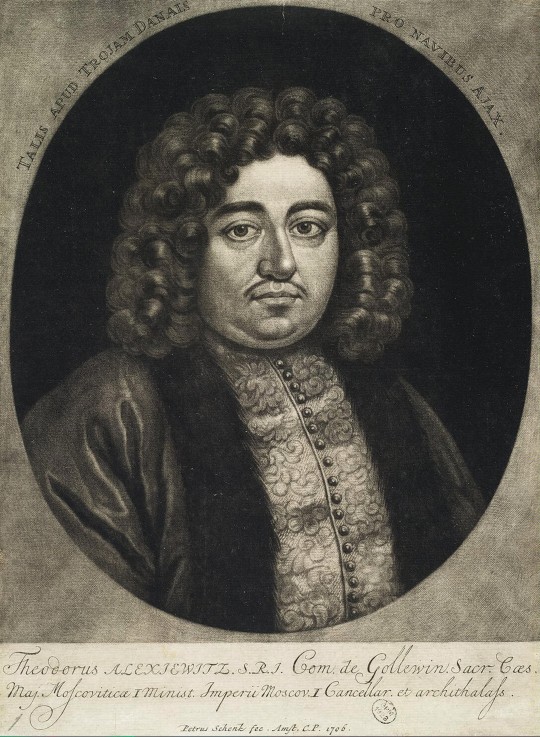 Portrait of Count Feodor Alekseyevich Golovin (1650-1706) a Petrus Schenk