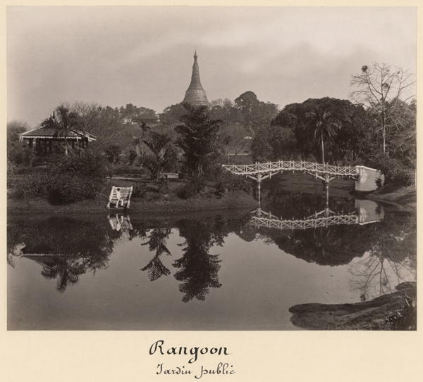 Island pavilion in the Cantanement Garden, Rangoon, Burma, late 19th century (albumen print) (b/w ph a Philip Adolphe Klier
