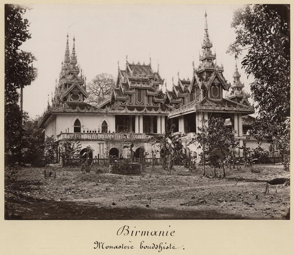 Teik Kyaung monastery, isle of Ka Toe, near Moulmein, Burma, c.1848 (albumen print) (b/w photo)  a Philip Adolphe Klier