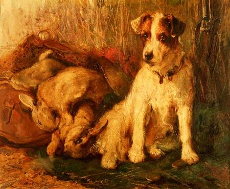 Left in Charge - A Fox Terrier with Game a Philip Eustace Stretton