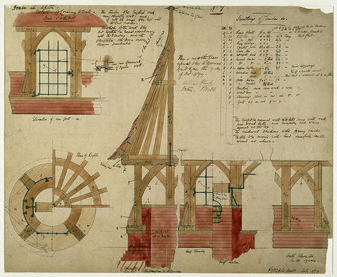 Plans for the Red House, Bexley Heath (pen and ink and w/c on paper) a Philip Webb