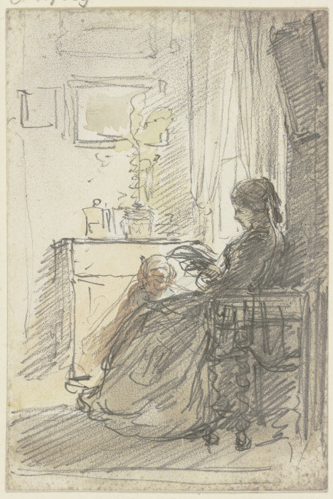 Frau mit einem Buch am Fenster sitzend a Philipp Rumpf