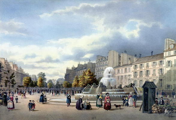 The Fountain of the Boulevard St. Martin, from 'Vue de Paris', c.1840 (colour litho) a Philippe Benoist