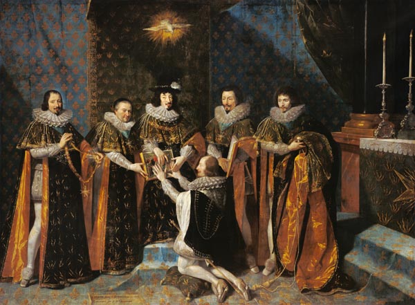 Louis XIII (1601-43) Receiving Henri d'Orleans (1595-1663) Duc de Longueville, into the Order of the a Philippe de Champaigne